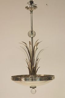 Caldwell Art Deco Nickel Plate & Glass Ceiling Fix