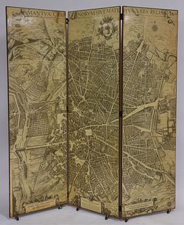 Topographical 3-Panel Screen of Madrid, circa 1950