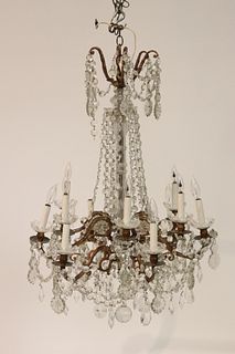 Louis XVI Style Gilt-Metal & Cut Glass Chandelier