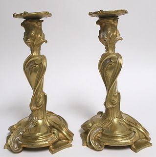 Pair Louis XV Ormolu Candlesticks, 19th C.