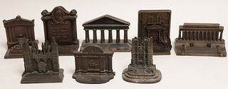 8 Pr. Architectural Themed Bronze Bookends