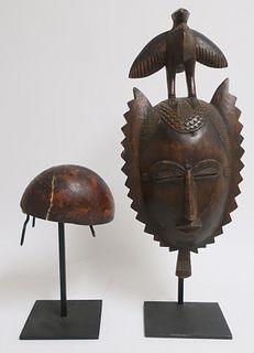 African Carved Wood Mask and Headdress