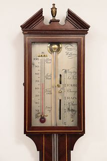 George III Style Inlaid Mahogany Stick Barometer
