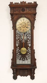 Sailsbury Walnut Wall Clock, 19th C.