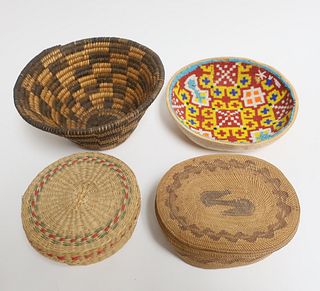 4 Baskets: Native American, Mexical Huichol