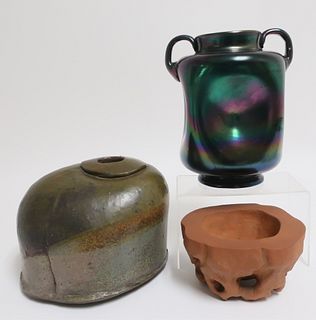Two Modernist Vases & Bowl