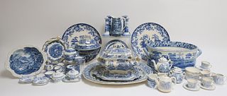 Large Group of English Blue & White Ceramics