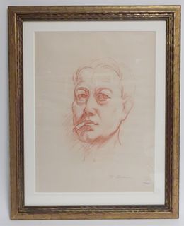 Theo Meier, 1908-82, Self Portrait, Sanguine