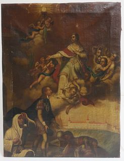 Spanish Colonial, 19th C., "Ascension", O/C