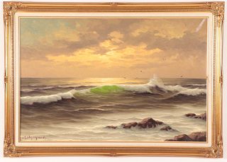Traditional Surfscape With Backlit Wave, O/C