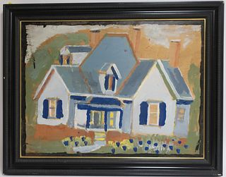 Jimmie Lee Sudduth -  House With Blue, Mixed Media