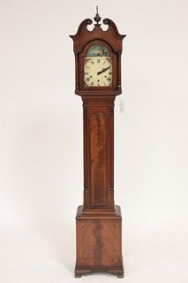 George III Style Inlaid Mahogany Grandmother Clock