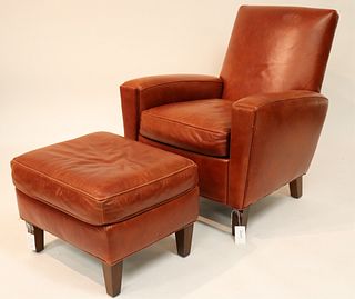 Stickley Leather Upholstered Armchair & Ottoman