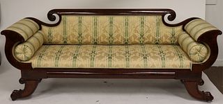 19th C. Am. Empire Mahogany Carved Sofa