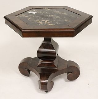 19th C. Empire Mahogany Marble Pedestal Table