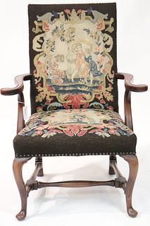 Queen Anne Style Walnut Library Chair