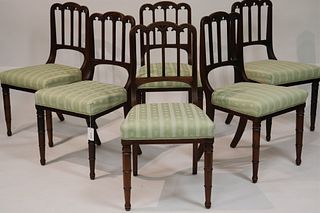 6 English Gothic Mahogany Dining Chairs