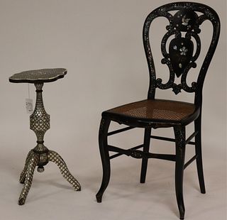 19C Inlaid Indo-Persian Table and a Side Chair