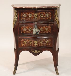 Louis XV Style Inlaid 3-Drawer Commode