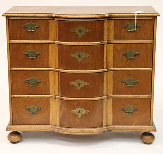 George II Style Yew Wood Ox Bow Front Chest