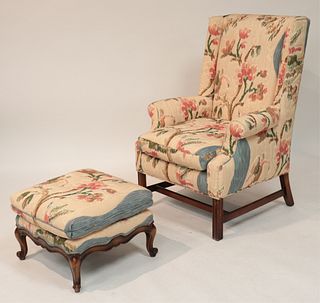 George III Wing Chair & Louis XV Style Stool