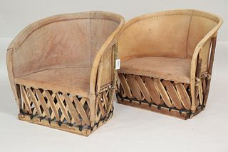 Pair of Mexican Equipale Barrel Chairs