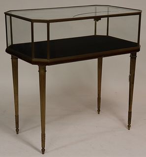 French Art Deco Bronze & Mahogany Display Table