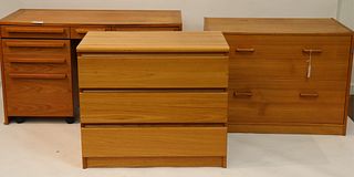 Modern Cherry Desk & 2 Teak chests