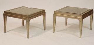 Pair Silvered Wood & Glass Tables