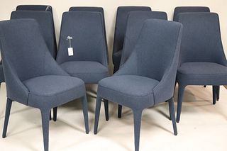 Set of 10 Maxalto Blue Felt Dining Chairs