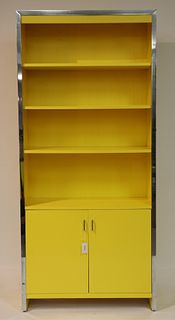 Modern Chrome & Yellow Lacquer Bookcase