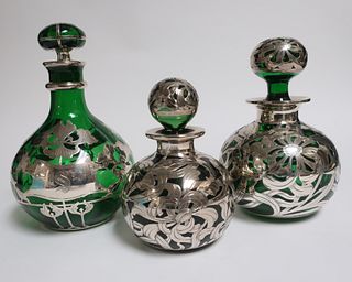 3 Art Nouveau Sterling & Glass Items