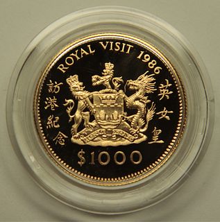 Hong Kong 1986 Royal Visit $1000 Gold Coin