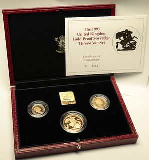 1991 United Kingdom Gold Proof Sovereign Coin Set