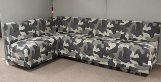 Custom Upholstered Grey Camouflage Banquette Seat