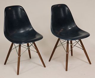 Pair of Herman Miller Molded Plastic/Wood Chairs