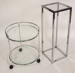 Modern Chrome Bar Cart & Plant Stand
