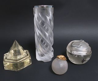 4 Silver & Glass Objects