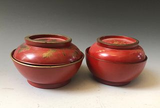 A PAIR OF JAPANESE ANTIQUE LACQUER BOWLS
