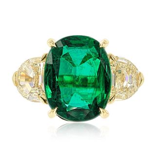 6.31ct Emerald And 1.58ct Diamond Ring