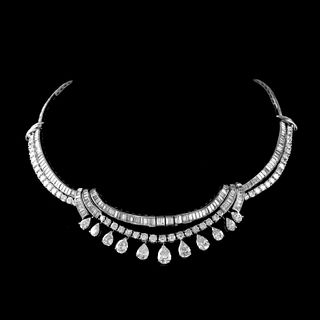 Retro 1940s 40ct Diamond and Platinum Necklace