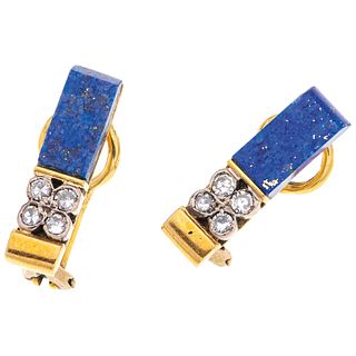 EARRINGS WITH LAPIS LAZULI AND DIAMONDS. 18K YELLOW AND WHITE GOLD