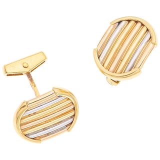 CUFF LINKS. 16K YELLOW, WHITE AND PINK GOLD
