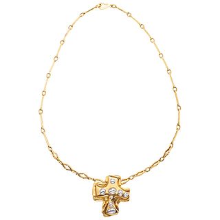 NECKLACE WITH CROSS. 18K YELLOW GOLD. TANE
