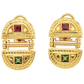 EARRINGS WITH TURMALINES. 18K YELLOW GOLD