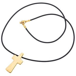 CHOKER AND CROSS WITH 18K YELLOW GOLD CLASP. TANE
