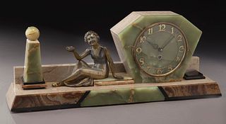 French Art Deco marble clock,