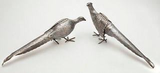 Pr. sterling silver pheasants,