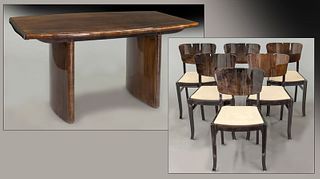 British dining table and six chairs,