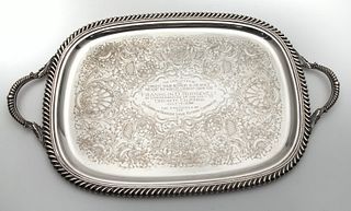 American silverplate presentation tray,